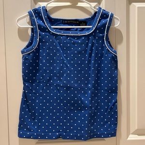 Blue Polka Dot Square Neck Tank Top